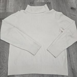 Uniqlo 100% Cashmere Cream Turtleneck Sweater S Soft Luxe Minimalist old money